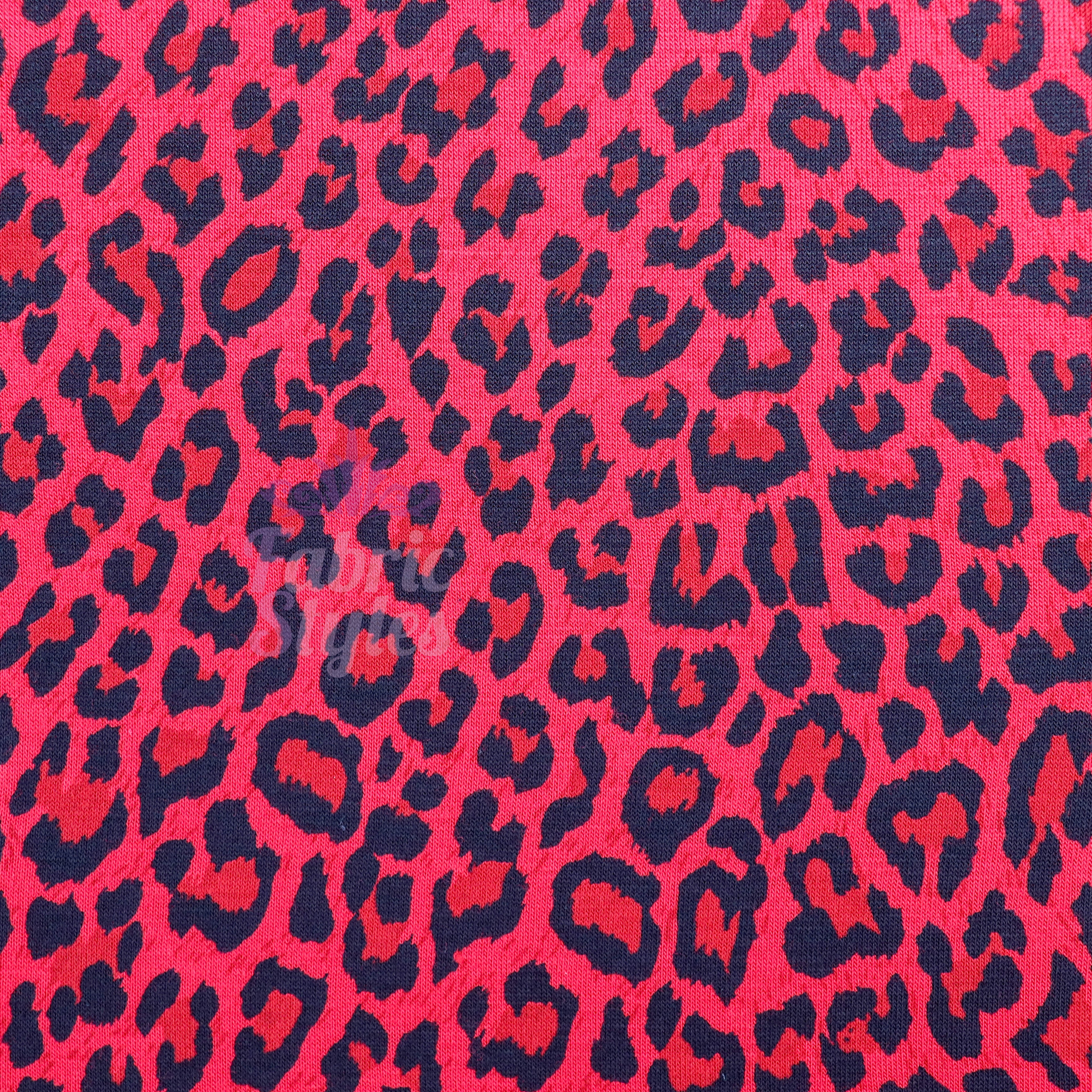 Red Leopard Animal Viscose Elastane Fabric