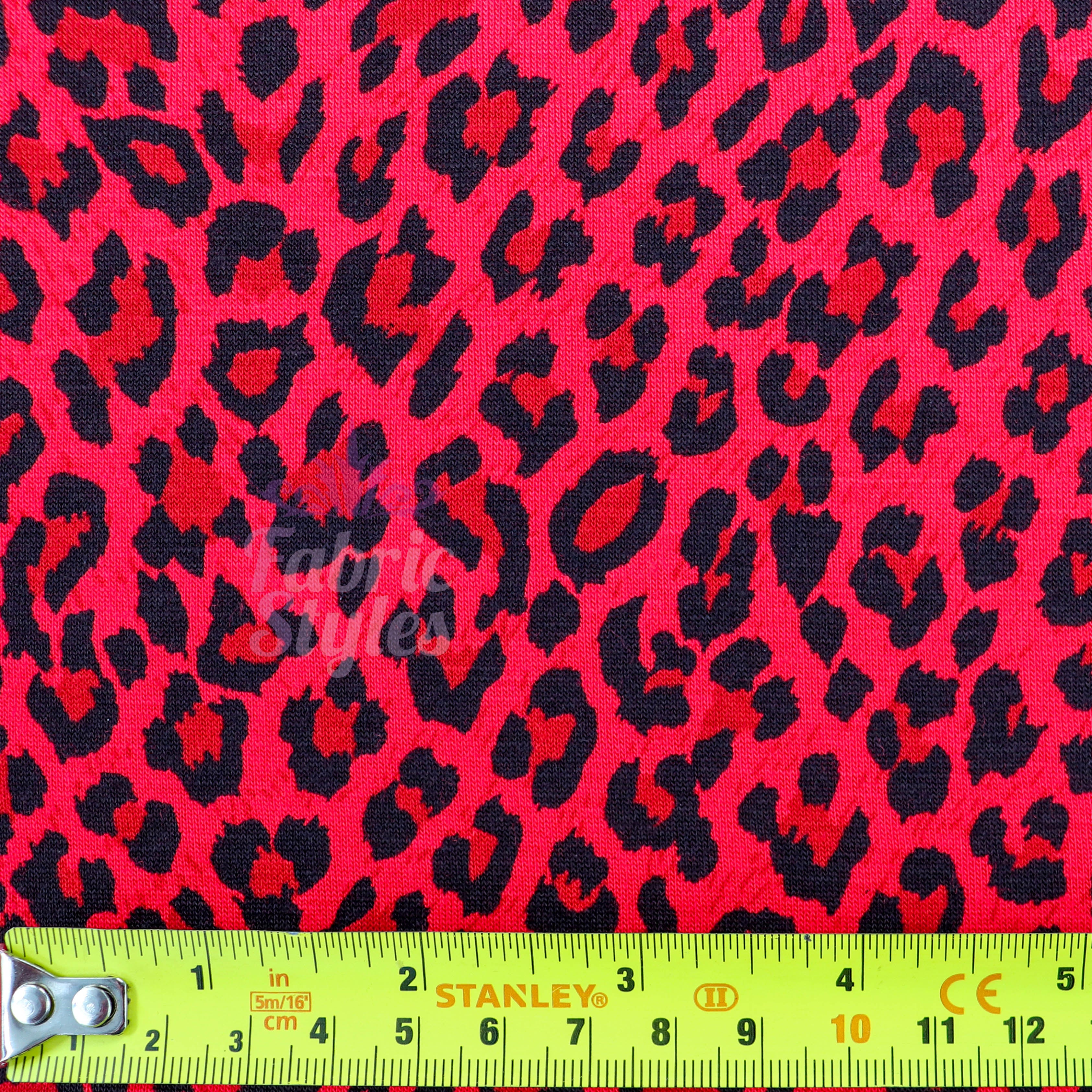 Red Leopard Animal Viscose Elastane Fabric