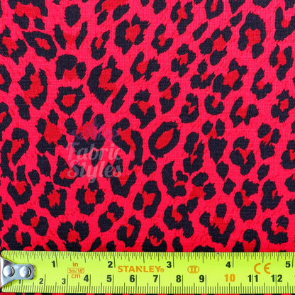 Red Leopard Animal Viscose Elastane Fabric
