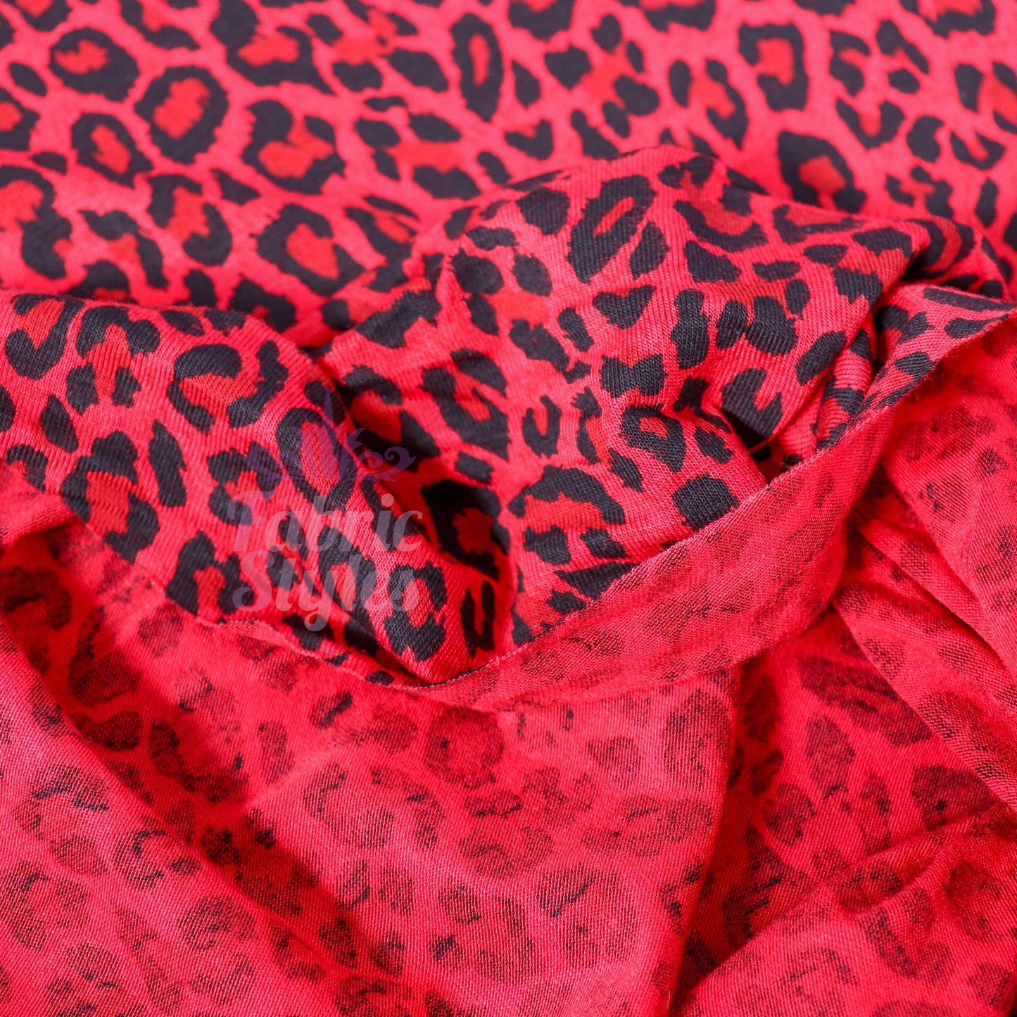 Red Leopard Animal Viscose Elastane Fabric