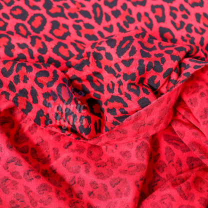 Red Leopard Animal Viscose Elastane Fabric