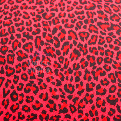 Red Leopard Animal Viscose Elastane Fabric