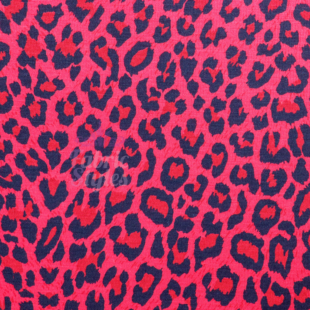 Red Leopard Animal Viscose Elastane Fabric