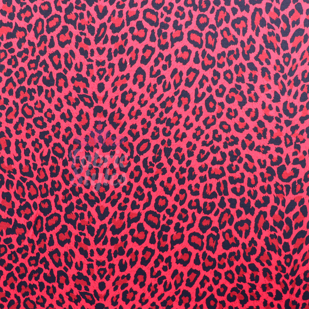 Red Leopard Animal Viscose Elastane Fabric