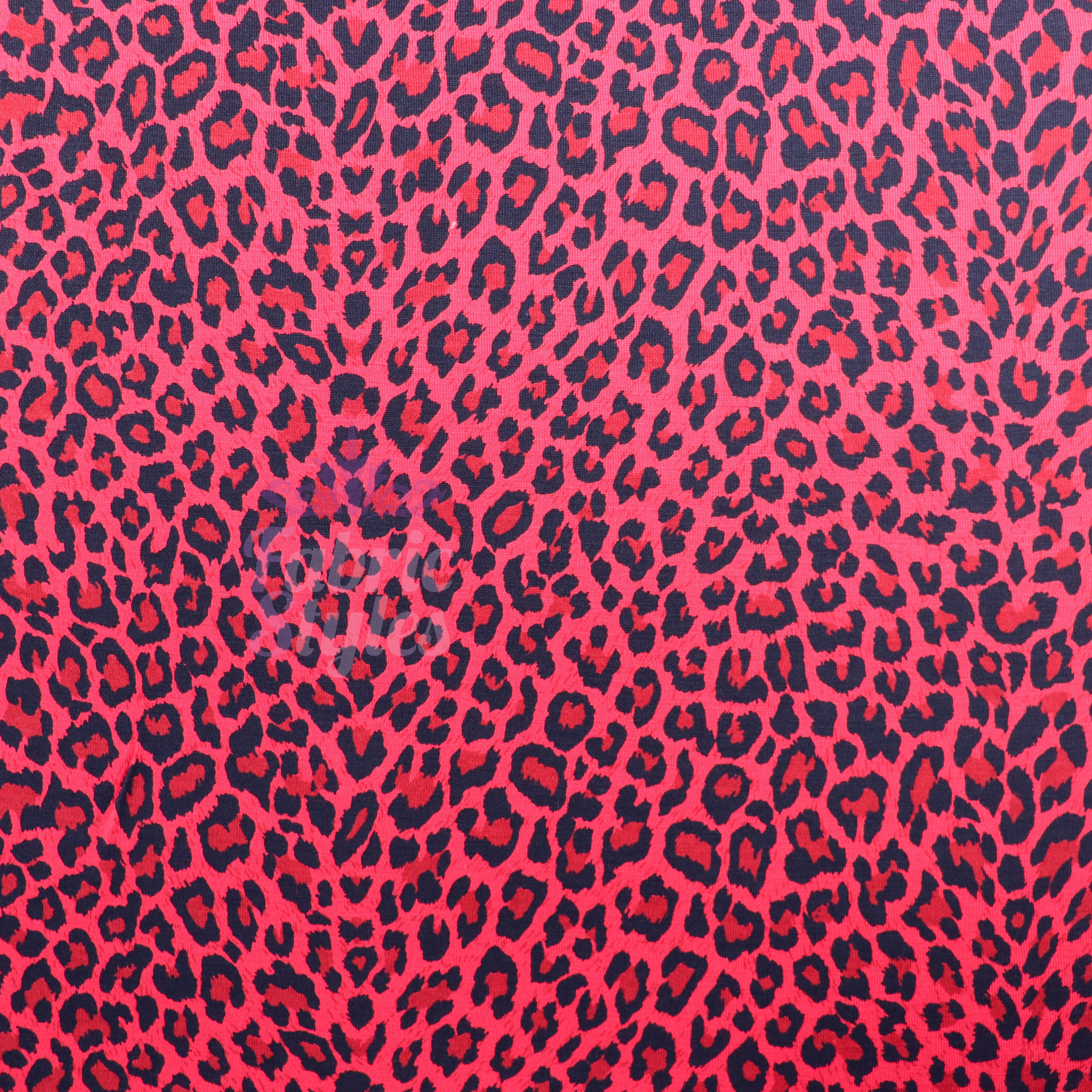 Red Leopard Animal Viscose Elastane Fabric