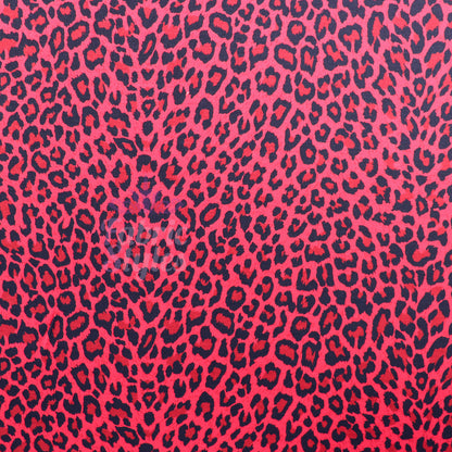 Red Leopard Animal Viscose Elastane Fabric