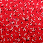 Red Bouquet Black White Floral Viscose Elastane Fabric