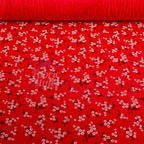 Red Bouquet Black White Floral Viscose Elastane Fabric