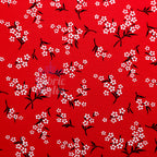 Red Bouquet Black White Floral Viscose Elastane Fabric