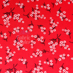 Red Bouquet Black White Floral Viscose Elastane Fabric