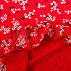 Red Bouquet Black White Floral Viscose Elastane Fabric