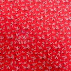 Red Bouquet Black White Floral Viscose Elastane Fabric