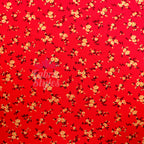 Red Floral Viscose Elastane Fabric