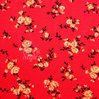 Red Floral Viscose Elastane Fabric