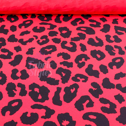 Red Leopard Animal Viscose Elastane Fabric