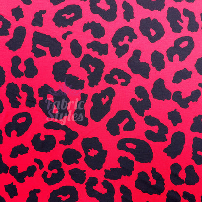 Red Leopard Animal Viscose Elastane Fabric
