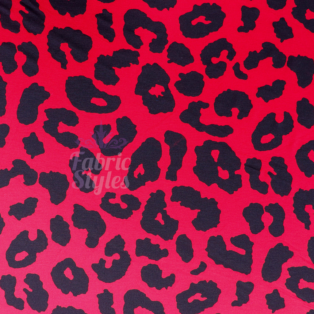 Red Leopard Animal Viscose Elastane Fabric