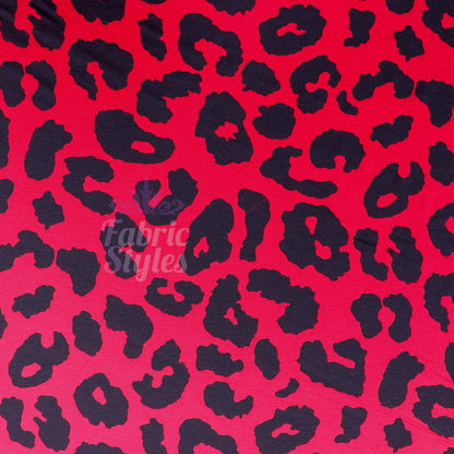 Red Leopard Animal Viscose Elastane Fabric