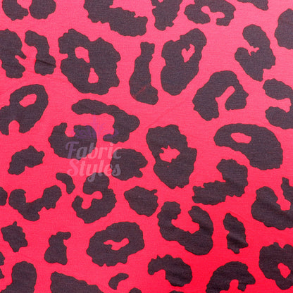 Red Leopard Animal Viscose Elastane Fabric