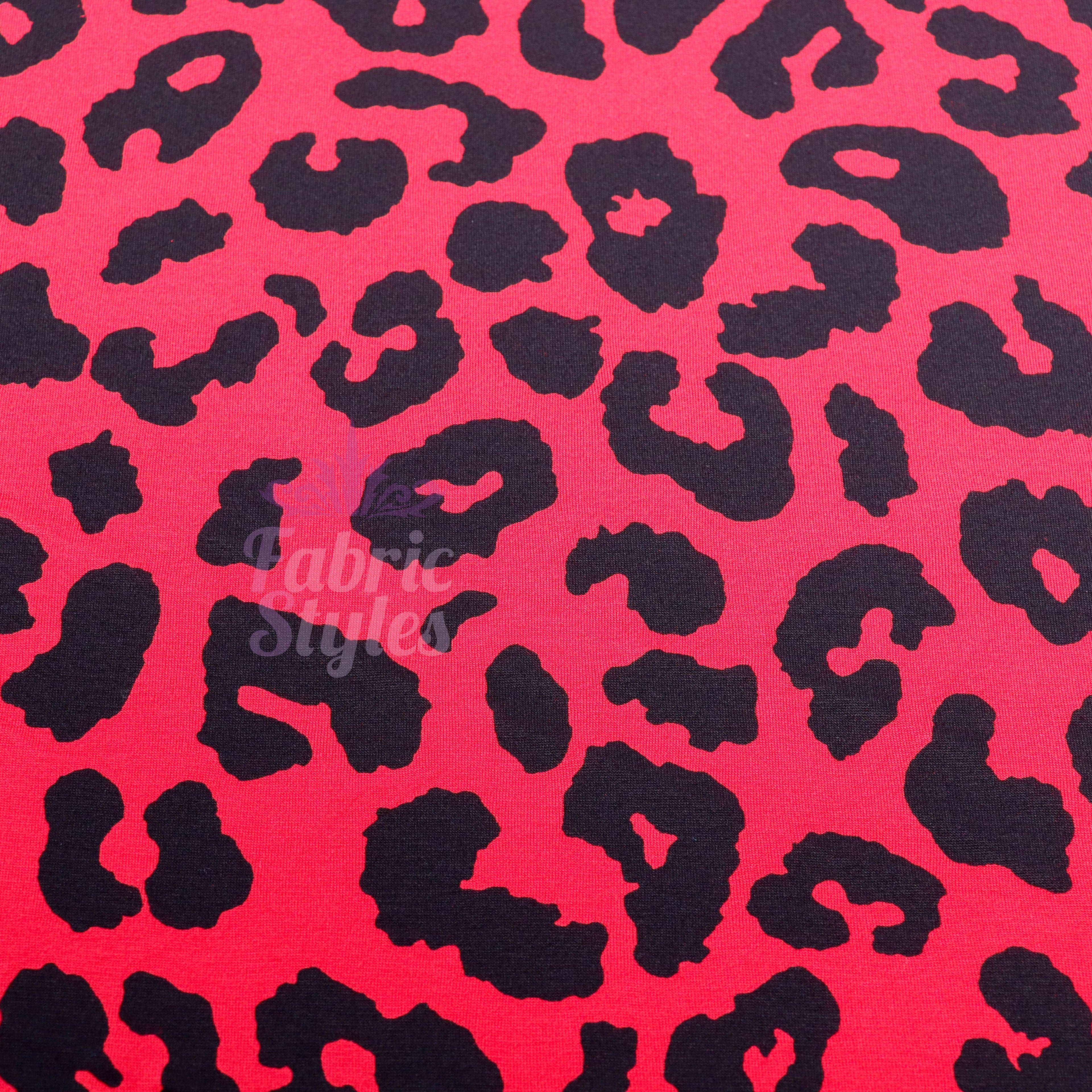 Red Leopard Animal Viscose Elastane Fabric