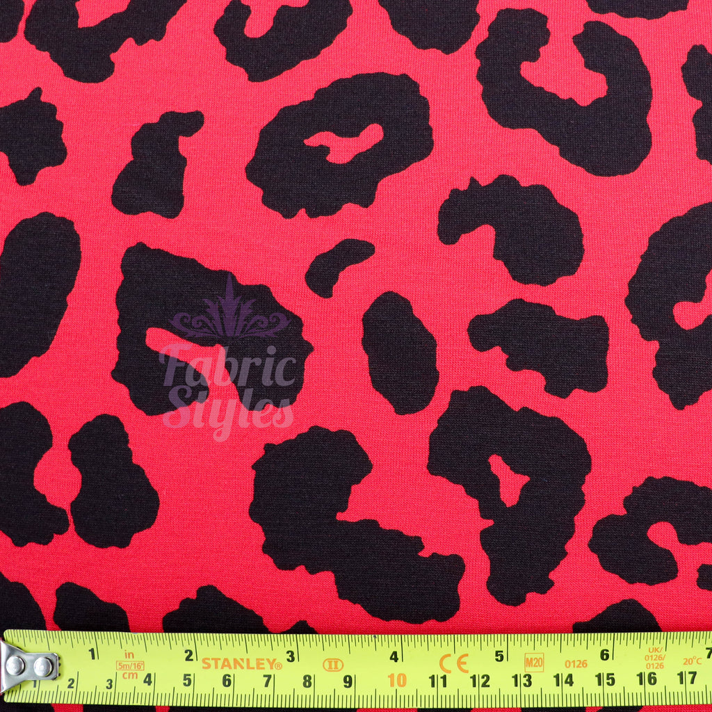 Red Leopard Animal Viscose Elastane Fabric