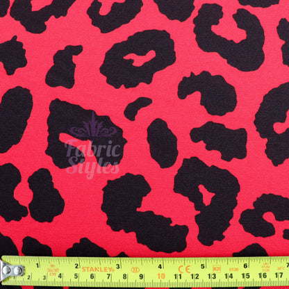 Red Leopard Animal Viscose Elastane Fabric