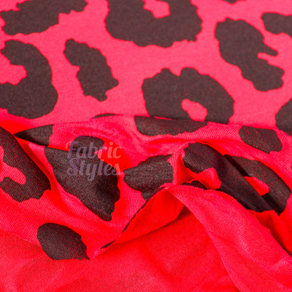 Red Leopard Animal Viscose Elastane Fabric