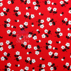 Red Ditsy Black White Viscose Elastane Fabric