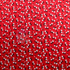 Red Ditsy Black White Viscose Elastane Fabric