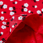 Red Ditsy Black White Viscose Elastane Fabric