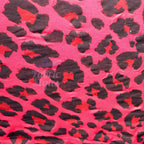 Red Leopard Print Viscose Elastane Fabric