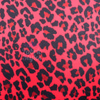Red Leopard Print Viscose Elastane Fabric