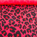 Red Leopard Print Viscose Elastane Fabric