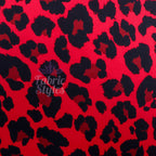 Red Leopard Print Viscose Elastane Fabric