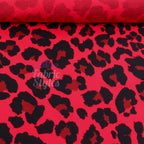Red Leopard Print Viscose Elastane Fabric
