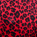 Red Leopard Print Viscose Elastane Fabric
