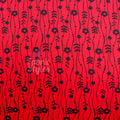 Red Stripe Floral Viscose Elastane Fabric