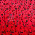 Red Stripe Floral Viscose Elastane Fabric