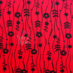Red Stripe Floral Viscose Elastane Fabric