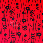 Red Stripe Floral Viscose Elastane Fabric