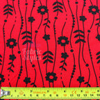 Red Stripe Floral Viscose Elastane Fabric