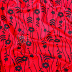 Red Stripe Floral Viscose Elastane Fabric