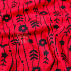 Red Stripe Floral Viscose Elastane Fabric