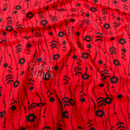 Red Stripe Floral Viscose Elastane Fabric
