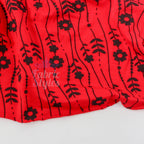 Red Stripe Floral Viscose Elastane Fabric