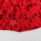 Red Stripe Floral Viscose Elastane Fabric