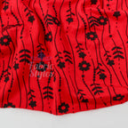 Red Stripe Floral Viscose Elastane Fabric