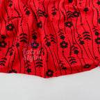 Red Stripe Floral Viscose Elastane Fabric