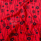 Red Stripe Floral Viscose Elastane Fabric