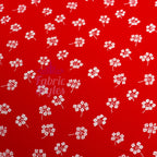 Red Floral White Bouquet Viscose Elastane Fabric